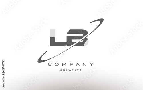lb l b  swoosh grey alphabet letter logo
