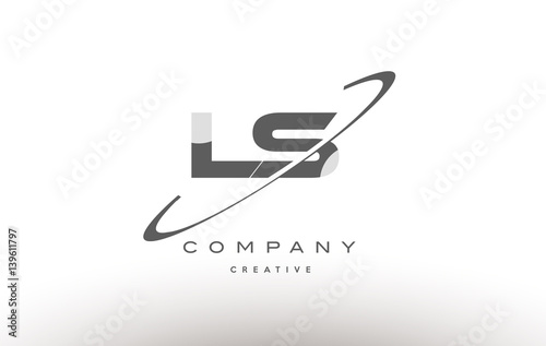 ls l s  swoosh grey alphabet letter logo