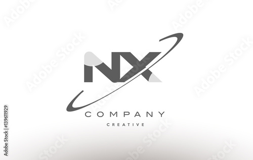 nx n x  swoosh grey alphabet letter logo photo