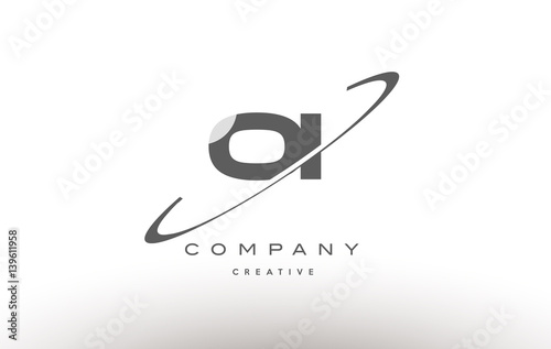 oi o i  swoosh grey alphabet letter logo