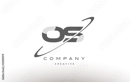 os o s  swoosh grey alphabet letter logo