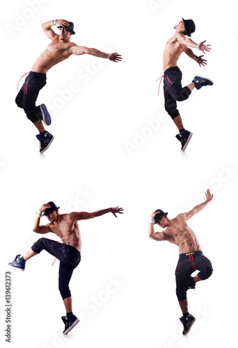 Ripped dancer isolated on the white