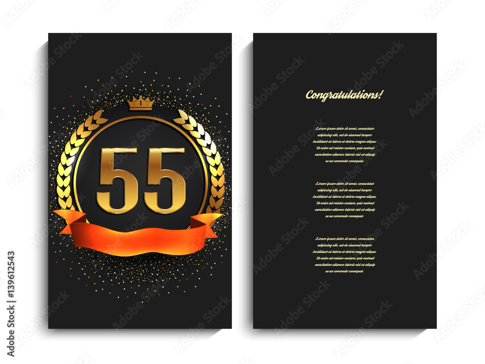55th anniversary decorated greeting/invitation card template. Stock