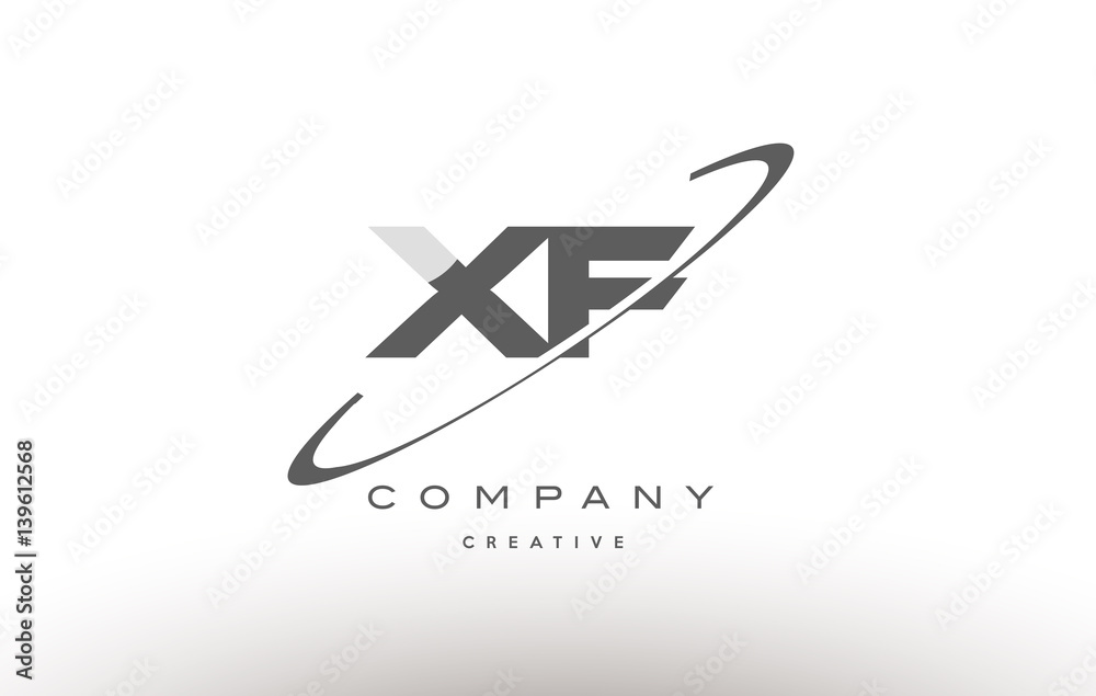 xf x f  swoosh grey alphabet letter logo