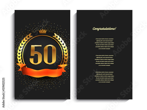 50th anniversary decorated greeting/invitation card template.