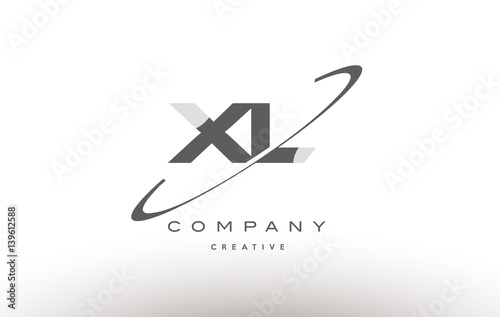 xl x l  swoosh grey alphabet letter logo