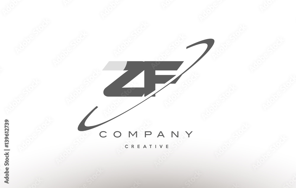 zf z f swoosh grey alphabet letter logo zf z f swoosh grey alphabet letter logo