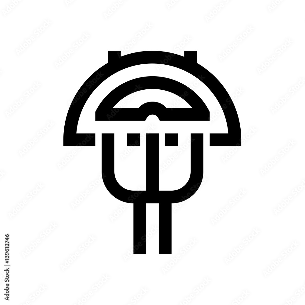 Tomato and fork mini line, icon Tomato and fork mini line, icon