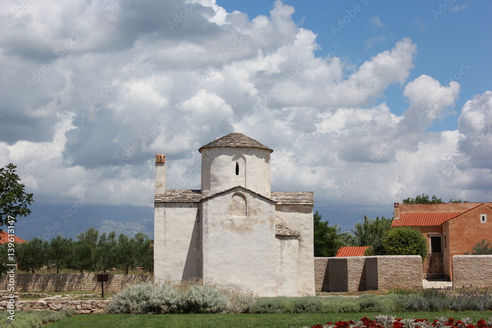 an old church in croatia pag nin on a summer day 