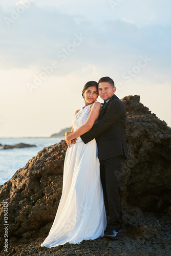 Hispanic bride and groom