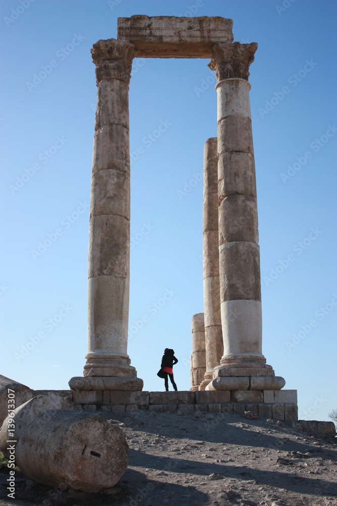 Citadel hill in Amman, Temple of Hercules, Jordan Middle East