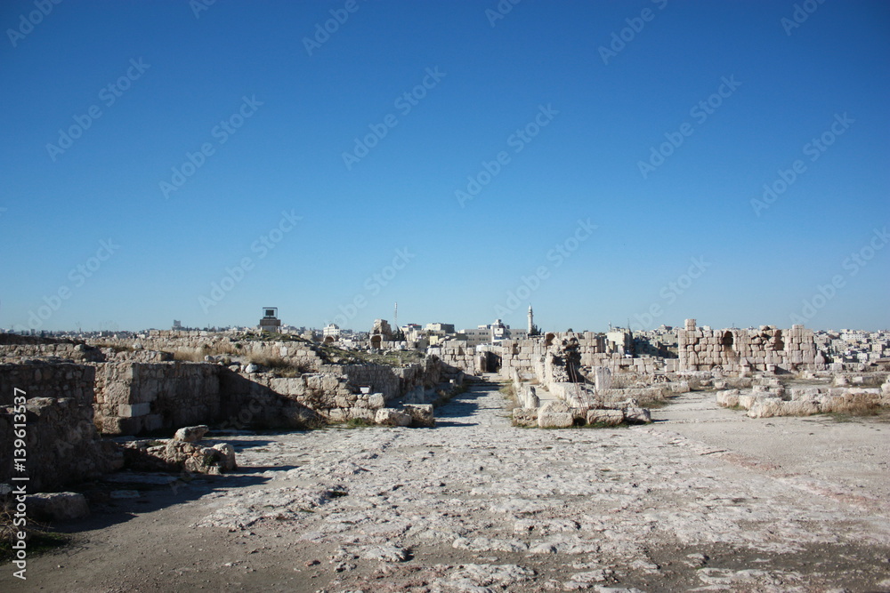 View from Citadel Hill to city of Amman in Jordan, Middle East View from Citadel Hill to city of Amman in Jordan, Middle East