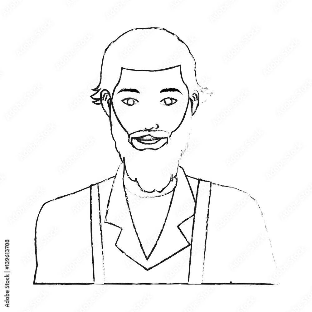 portrait of handsome young man icon image black line vector illustration design portrait of handsome young man icon image black line vector illustration design