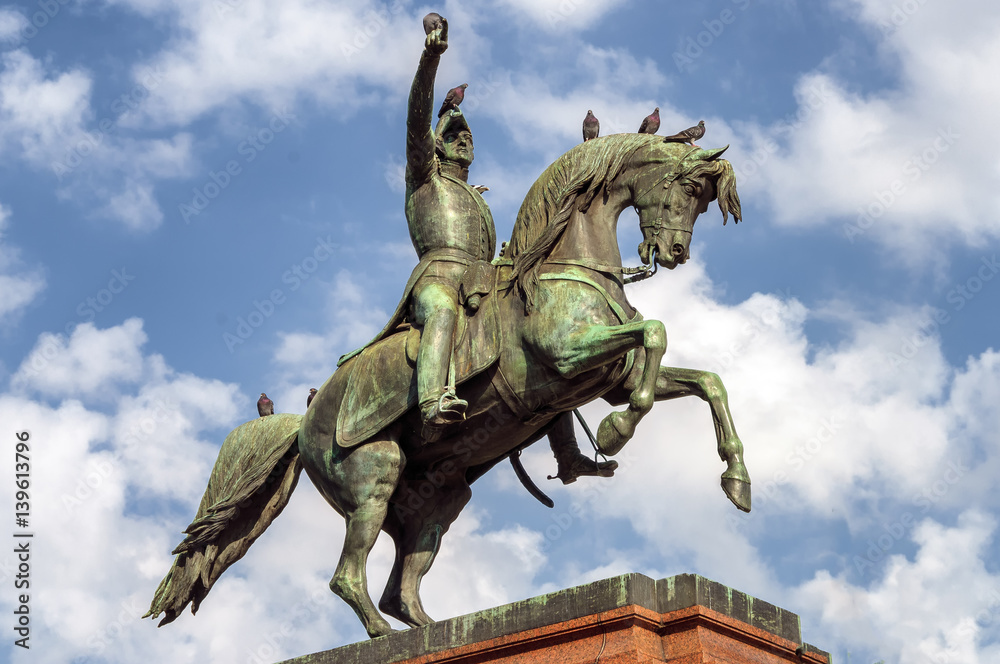 Fototapeta premium Close up of statue of General San Martin, Argentina's foremost hero, at downtown Buenos Aires