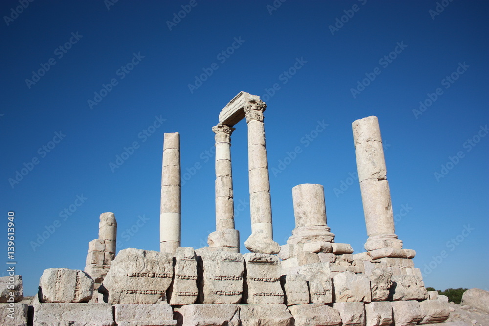 Hercules temple at Citadel hill in Amman in Jordan, Middle East