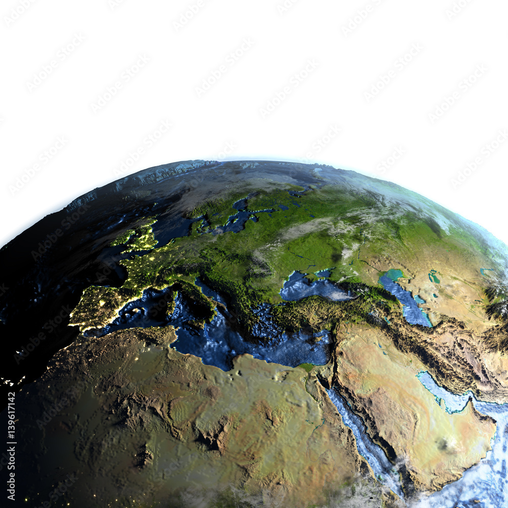 Fototapeta premium EMEA region on Earth - visible ocean floor