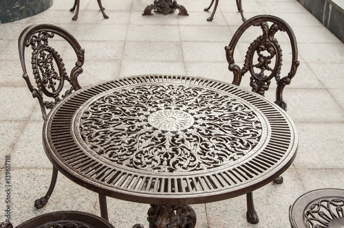  Cast iron garden table and chairs