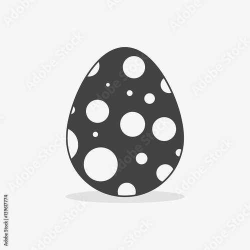 Easter egg In black white style on an isolated background