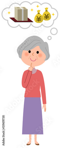 シニア女性　大金を想像