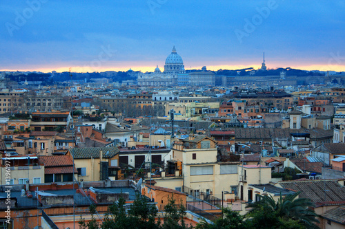 Beautiful Vibrant Night image Panorama of Rome