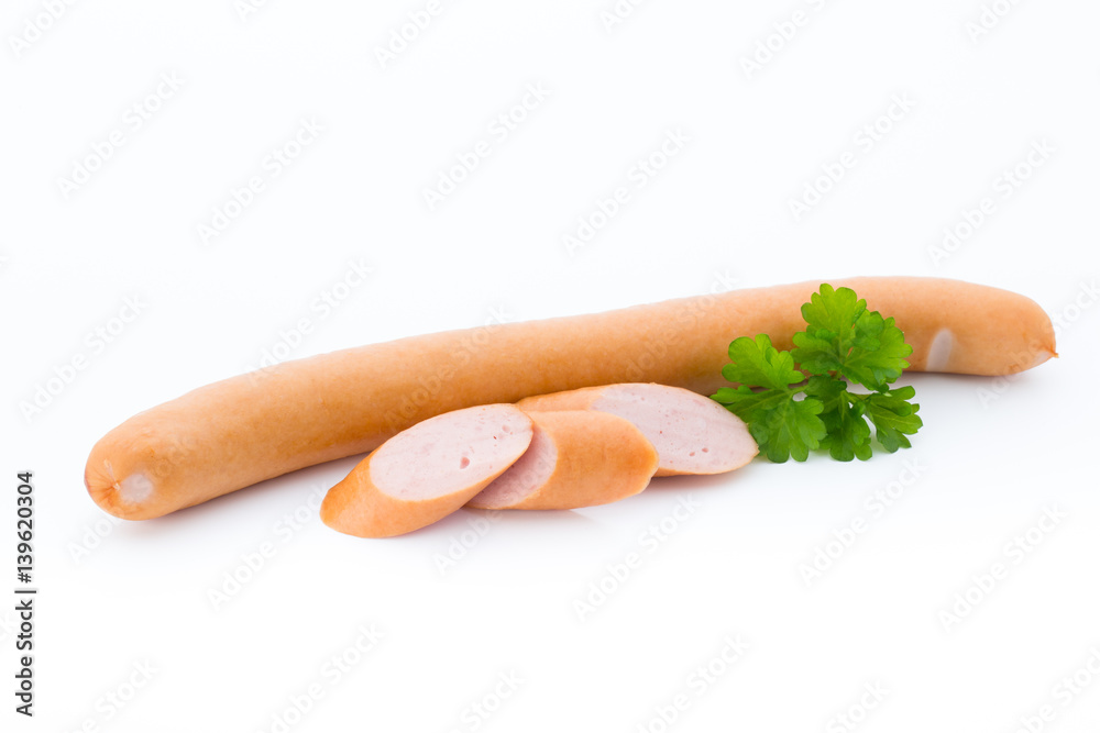 Wiener sausages on the white background. Wiener sausages on the white background.