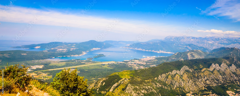 Naklejka premium Panoramic view on sea bay near Kotor, Montenegro.