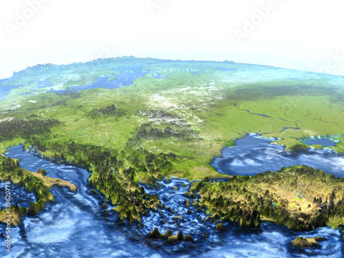 Turkey and Black sea region on Earth - visible ocean floor