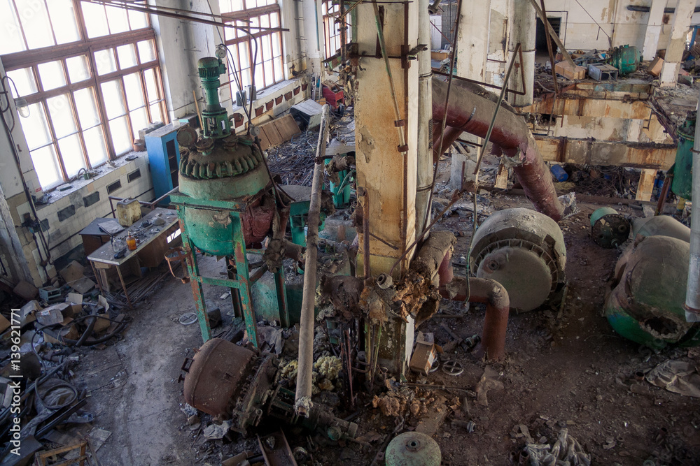 The abandoned chemical pharmacy vitamin plant with the remains of equipment The abandoned chemical pharmacy vitamin plant with the remains of equipment