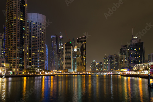 Skyscrapers in Dubai Marina at night. United Arab Emirates © anatoliil