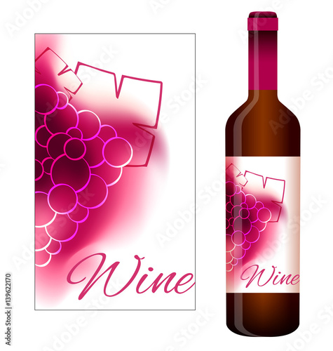 Vector label for red wine with grapes
