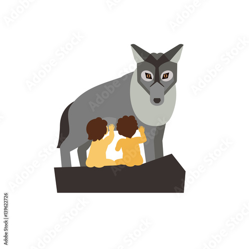 Capitoline wolf with children vector icon