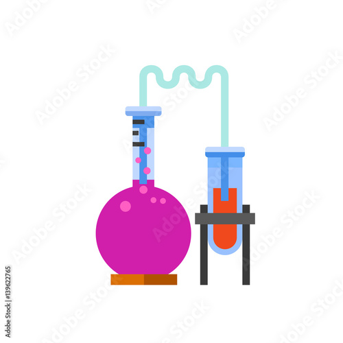 Chemical reaction with two flasks icon