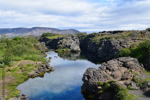 picturesque corner of the world, icelandic pond in a sunny summer day