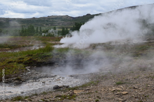 Fire and Ice Iceland geyser burning smoke