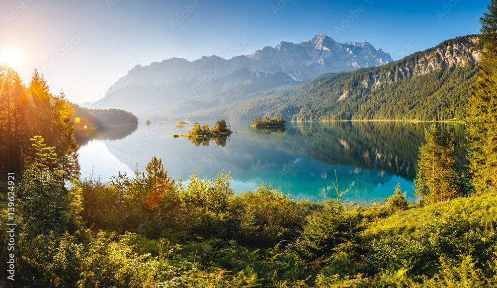 beautiful alpine lake - obrazy, fototapety, plakaty 