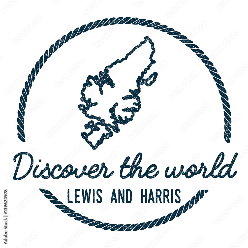 Lewis and Harris Map Outline. Vintage Discover the World Rubber Stamp