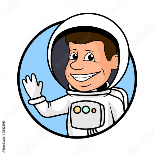 Сheerful astronaut in a space suit a vector illustration.