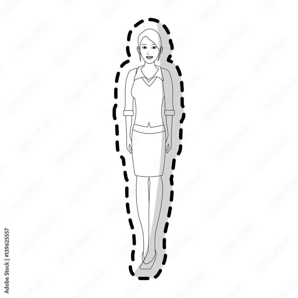 full body pretty young woman icon image black line vector illustration design full body pretty young woman icon image black line vector illustration design