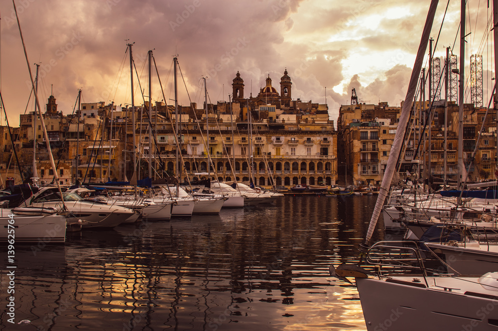 Naklejka premium View to Senglea and Basilica of Our Lady of Victories