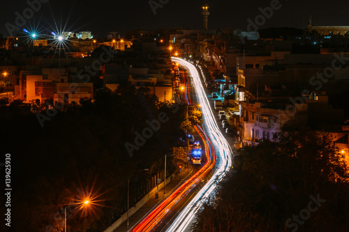 Road in Malta in the night