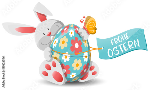 Frohe Ostern Osterhase mit Osterei