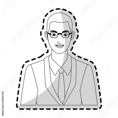 portrait of handsome young man icon image black line vector illustration design