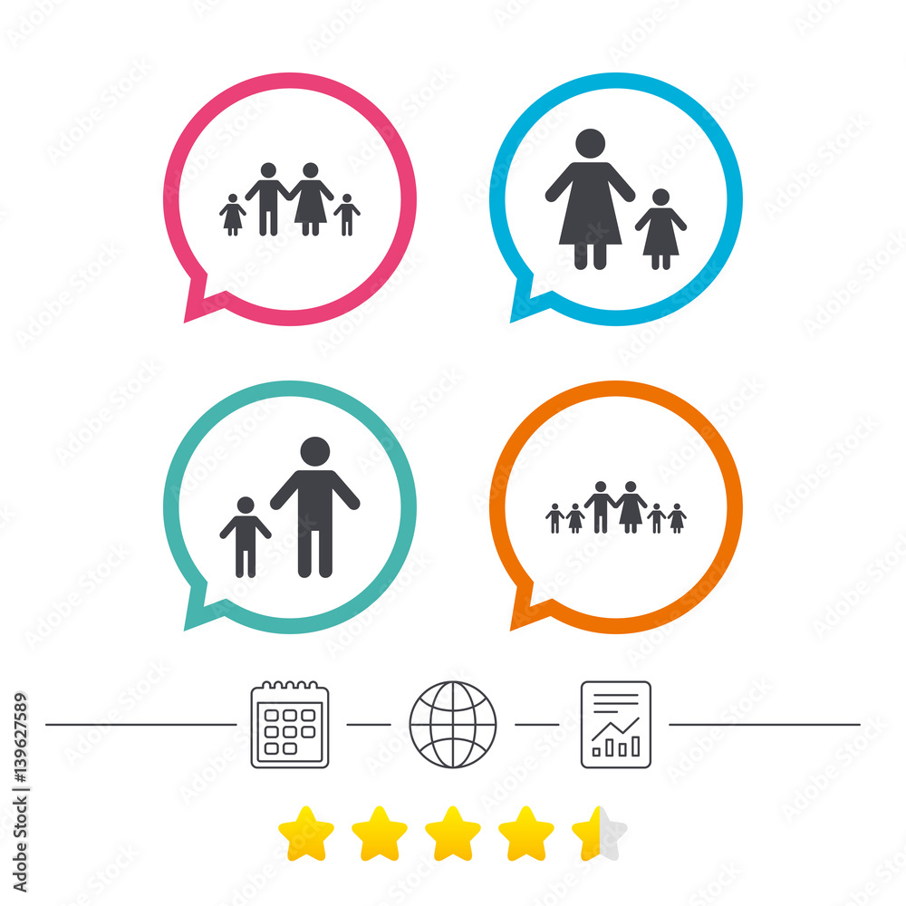 Family with two children sign. Parents and kids. Family with two children sign. Parents and kids.