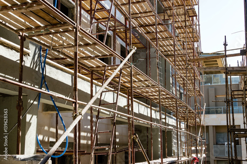 Wallpaper Mural Metal scaffolding with wooden beams Torontodigital.ca