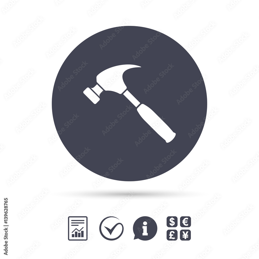 Hammer sign icon. Repair service symbol. Hammer sign icon. Repair service symbol.