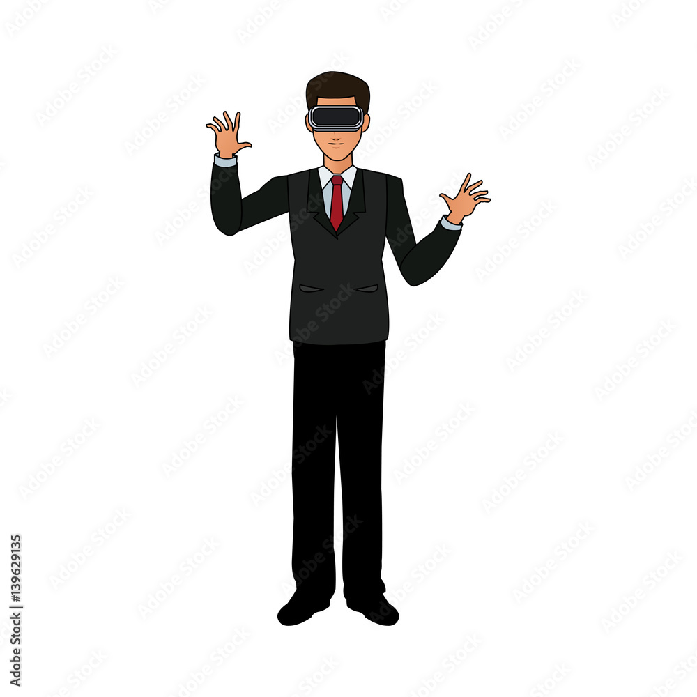 Fototapeta premium man wearing virtual reality goggles icon image vector illustration design