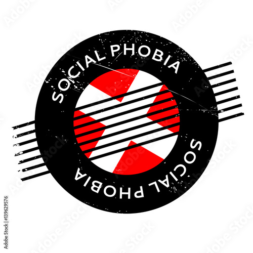 Social Phobia rubber stamp. Grunge design with dust scratches. Effects can be easily removed for a clean, crisp look. Color is easily changed.