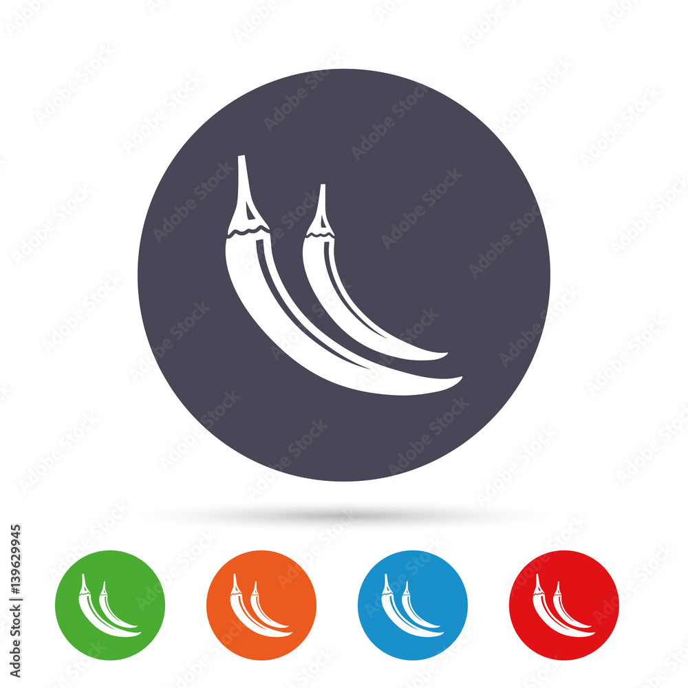 Obraz premium Hot chili pepper sign icon. Spicy food symbol.