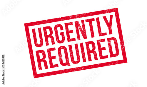 Urgently Required rubber stamp. Grunge design with dust scratches. Effects can be easily removed for a clean, crisp look. Color is easily changed.