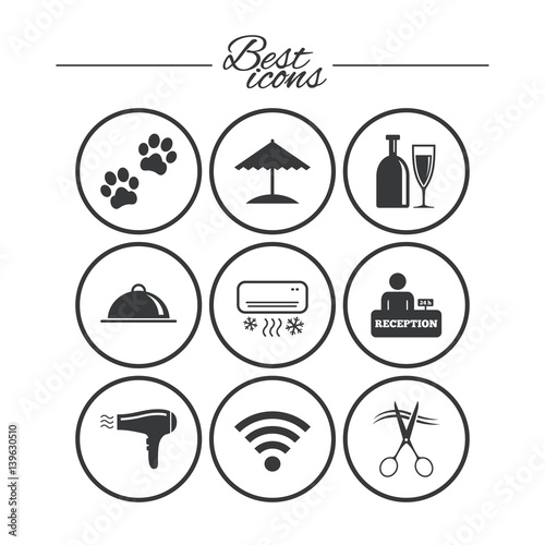 Hotel, apartment services icons. Wifi sign.
